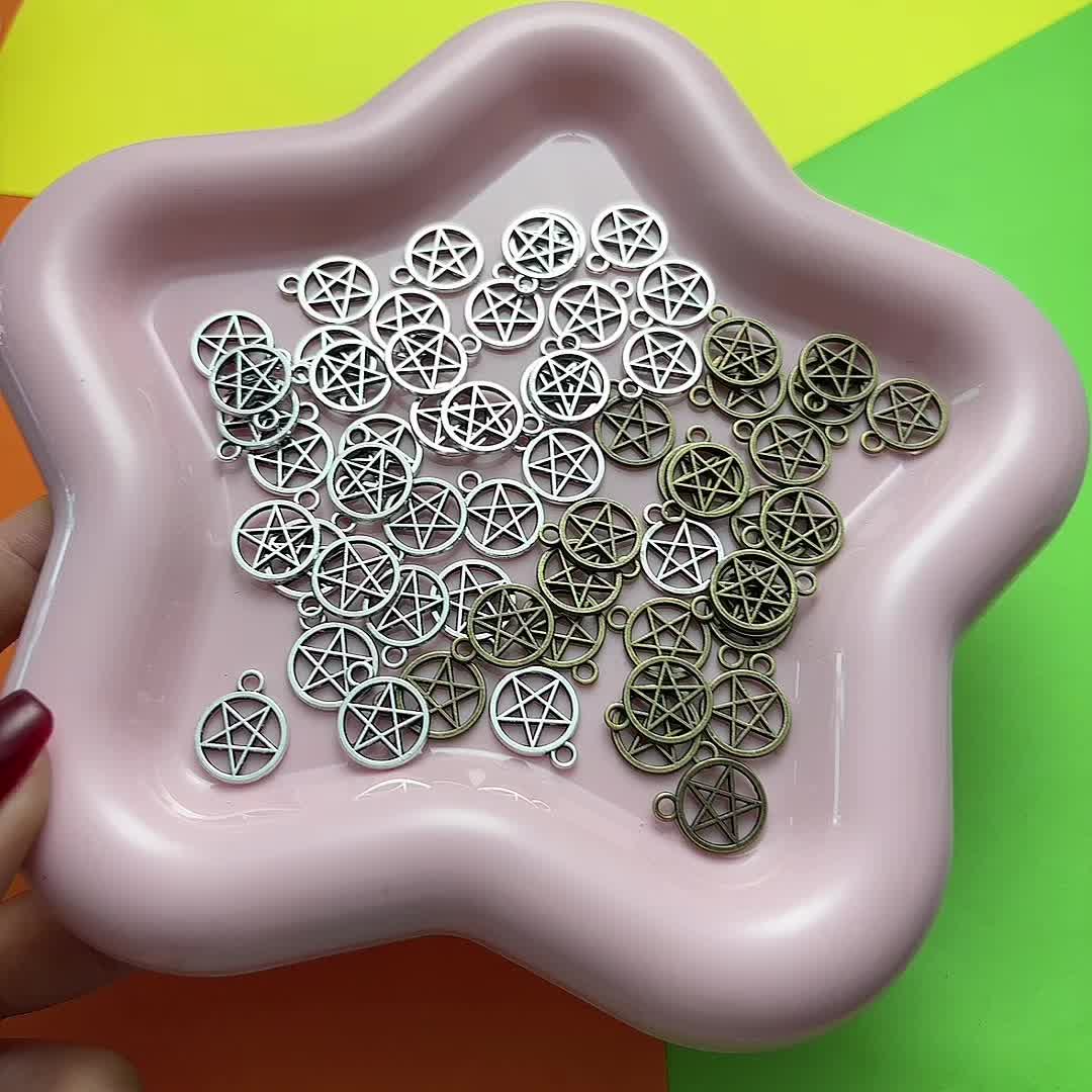 30pcs Retro Distressed Pentagram Pendants for DIY Jewellery